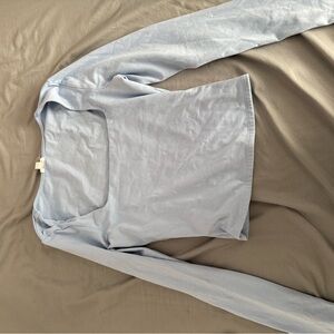 Garage Pale Blue Square Neck Long Sleeve Top